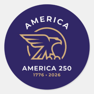 Sticker Rond Amérique 250 Emblème de l'aigle 1776–2026 Patrioti