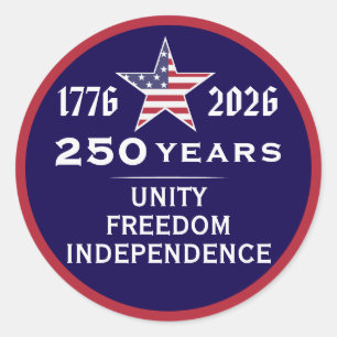 Sticker Rond Amérique 250 Unité Liberté Indépendance Patriotiqu
