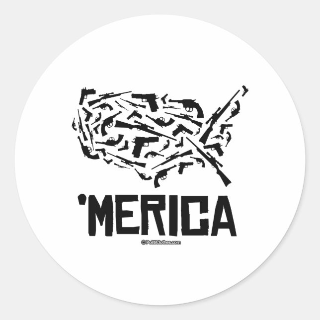 Sticker Rond Amérique - États-Unis des armes à feu (Devant)