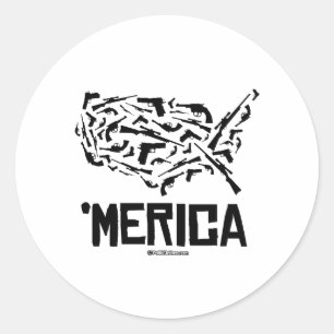 Sticker Rond Amérique - États-Unis des armes à feu
