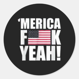 Sticker Rond Amérique F Ouais Quatre 4 Juillet