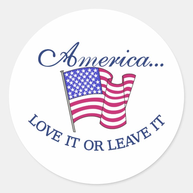Sticker Rond Amérique... L'aimer ou le laisser (Devant)