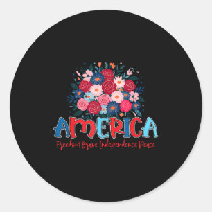 Sticker Rond Amérique liberté courageuse indépendance