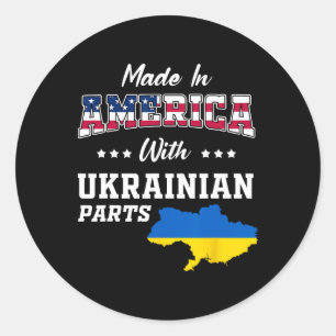 Sticker Rond Amérique Parties Ukrainiennes Ukraine Carte Drapea