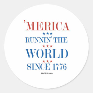 Sticker Rond Amérique - Runnin' the world depuis 1776