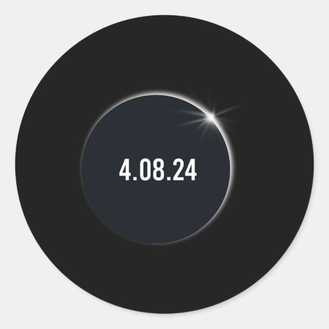 Sticker Rond Amérique Totalité 04 08 24 Total Éclipse Solaire 2 (Devant)