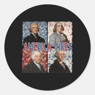 Sticker Rond Amérique Vibes 4 juillet rétro présidents Amérique