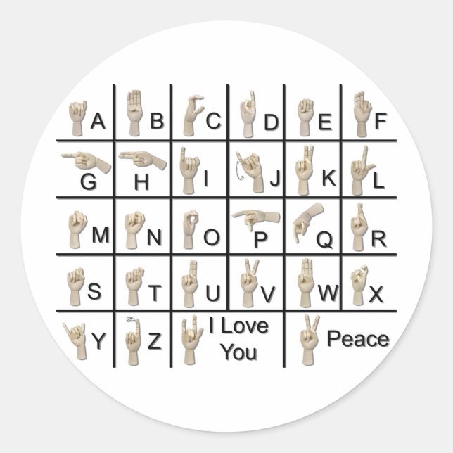 Sticker Rond AmeslanAlphabet120710 (Devant)