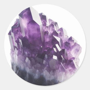 Sticker Rond Améthyste brute violette cristal métaphysique calm