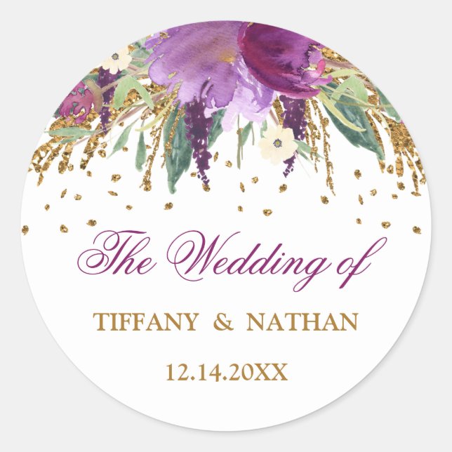 Sticker Rond Améthyste d'aquarelle violette (Devant)