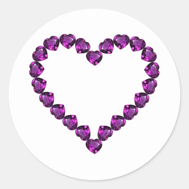Sticker Rond Améthyste Gemstone Coeur pourpre (Devant)