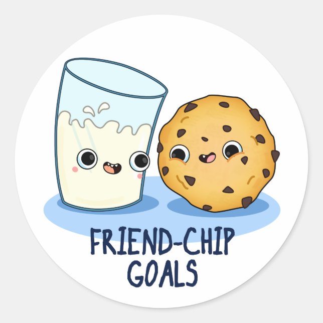 Sticker Rond Ami-Chip Buts Drôle Lait Cookies Pun (Devant)