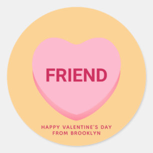 Sticker Rond Ami conversation orange rose coeur Valentine's