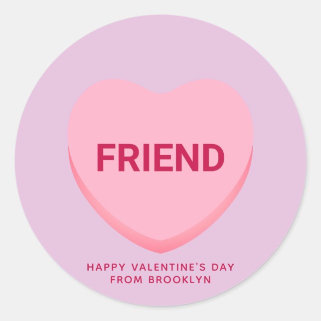 Sticker Rond Ami conversation violet rose coeur Valentine (Devant)