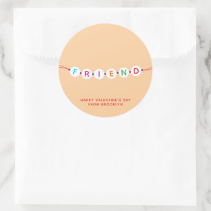 Sticker Rond Ami mignon bracelet d'amitié pêche Valentine's