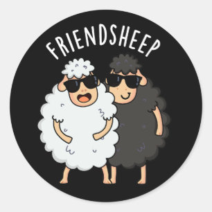Sticker Rond Ami-mouton Drôle Mouton Pun Mouton Sombre BG