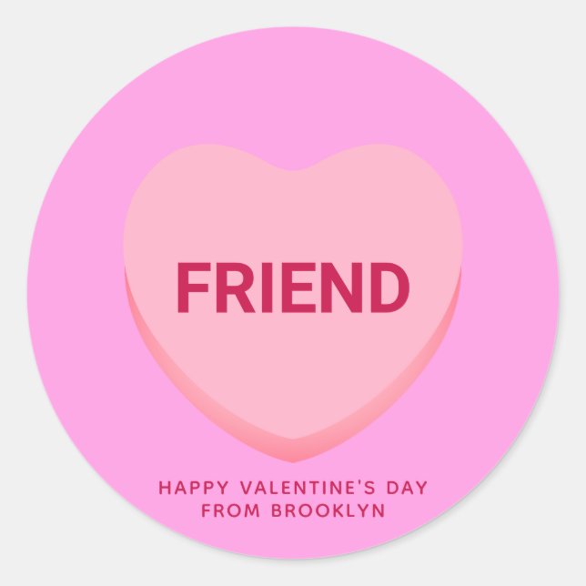 Sticker Rond Ami rose mignon conversation coeur Valentine's (Devant)