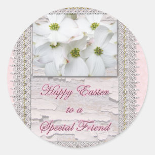Sticker Rond Ami Spécial Flower Dogwood de Pâques