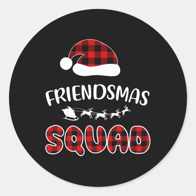 Sticker Rond Ami Squad Funny Xmas Famille Lumière Correspondanc (Devant)