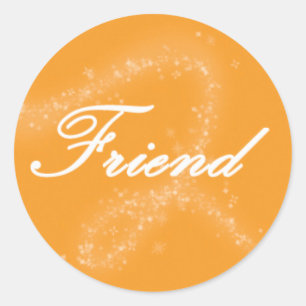 Sticker Rond Ami sur un Arrière - plan orange
