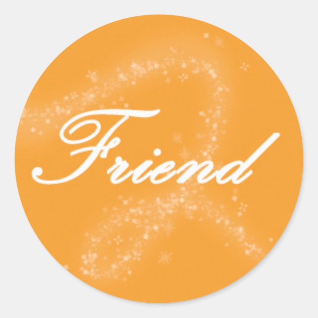 Sticker Rond Ami sur un Arrière - plan orange (Devant)