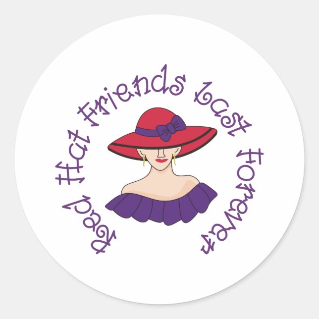 Sticker Rond Amis Casquettes rouges (Devant)