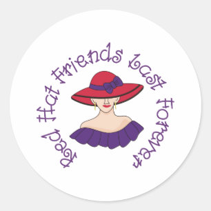 Sticker Rond Amis Casquettes rouges