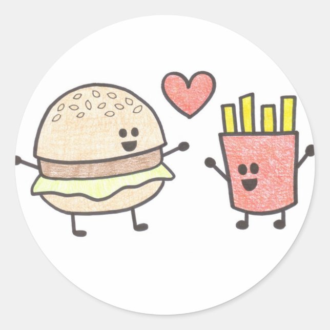 Sticker Rond Amis de la restauration rapide (Devant)