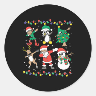 Sticker Rond Amis de lutin de Noël Dabbing Drôles de Noël Garço