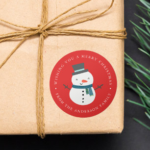 Sticker Rond Amis d'hiver Snowman Holiday
