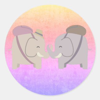 Sticker Rond amis éléphant