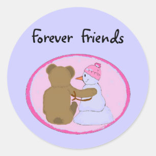 Sticker Rond Amis pour toujours rose