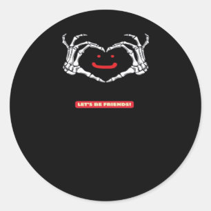 Sticker Rond Amis ! Squelette classique Mains Coeur