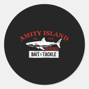 Sticker Rond Amity Island It Et S'Attaquer Retro Fishing 1
