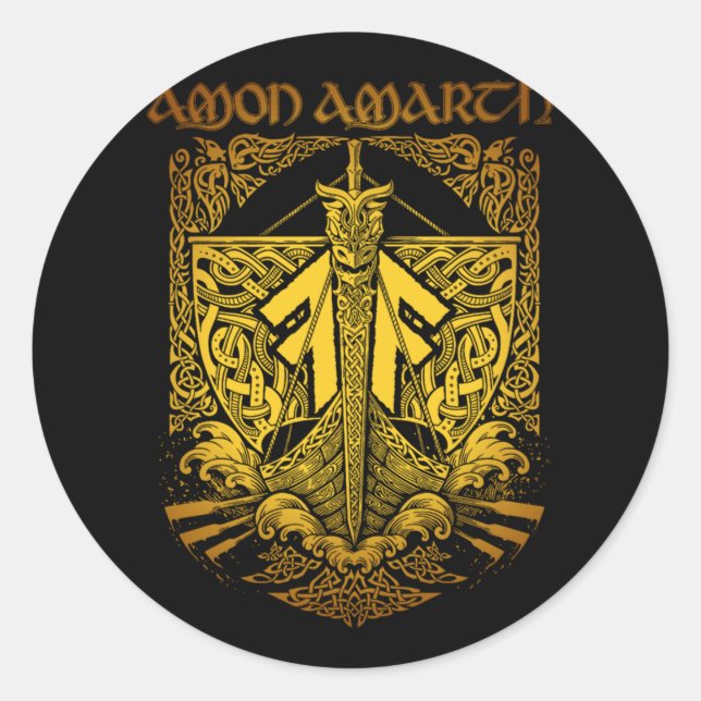 Sticker Rond Amon Amarth Design D'Art Rétro (Devant)