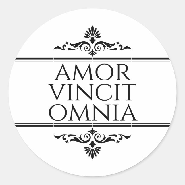 Sticker Rond Amor Vincit Omnia - L'Amour Conquiert Tous (Devant)
