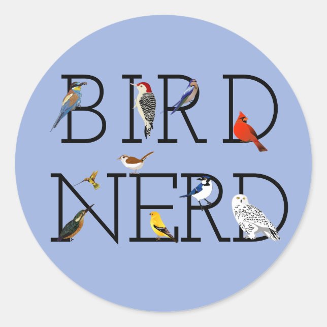 Sticker Rond Amortissement Nerd d'oiseaux deux (Devant)