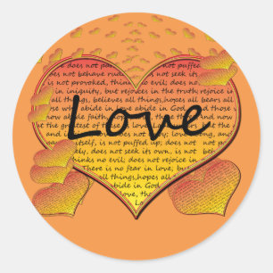 Sticker Rond Amour 1 Corinthiens 13 Coeurs