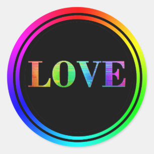 Sticker Rond Amour arc-en-ciel LGBT Cercles ronds