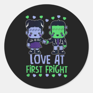 Sticker Rond Amour au premier frisson Kawaii Monstre de Franken