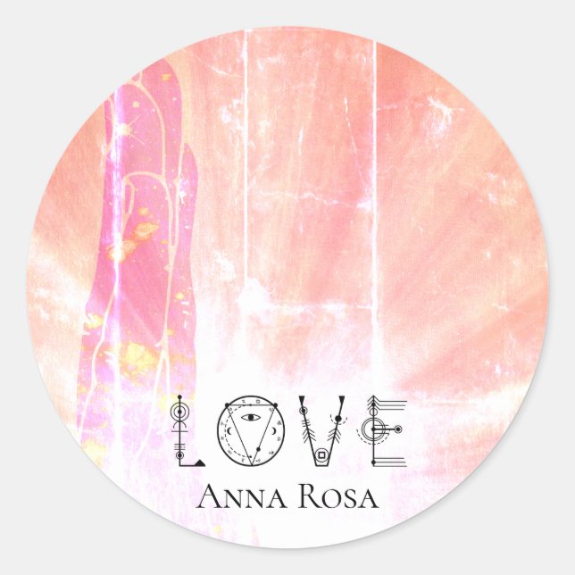 Sticker Rond *~* Amour Blushing Pink Energy Healing Hand Rays (Devant)
