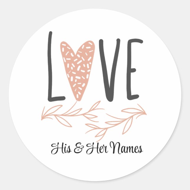 Sticker Rond Amour- Coeur Boho Saint Valentin (Devant)