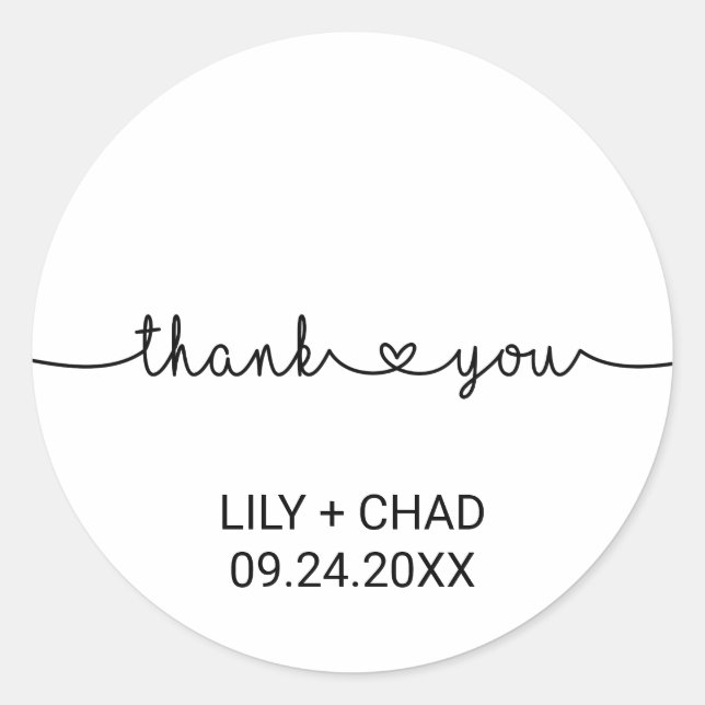 Sticker Rond Amour Coeurs Merci Mariage Faveur (Devant)