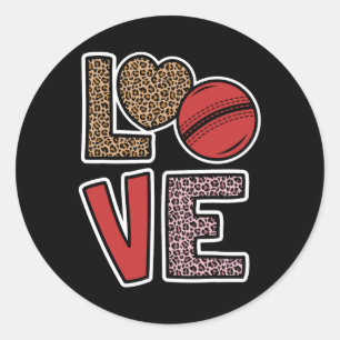 Sticker Rond Amour Cricket Mignon Amoureux de Cricket Joueuse d
