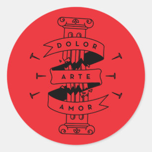 Sticker Rond Amour d'art de douleur de Frida Kahlo  