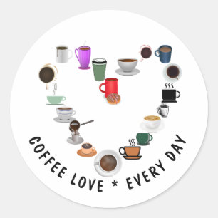 Sticker Rond Amour de café Cœur de café