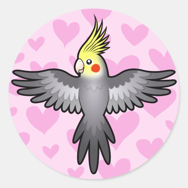 Sticker Rond Amour de calopsitte (Devant)