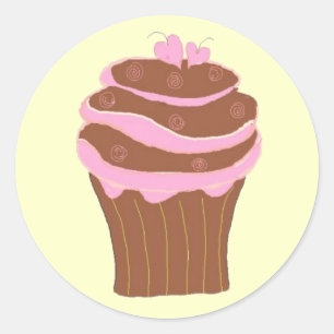 Sticker Rond Amour de Cupcake