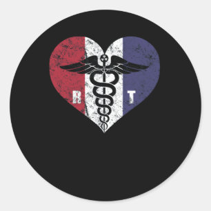 Sticker Rond Amour de drapeau américain de technologie de