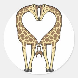 Sticker Rond Amour de girafe